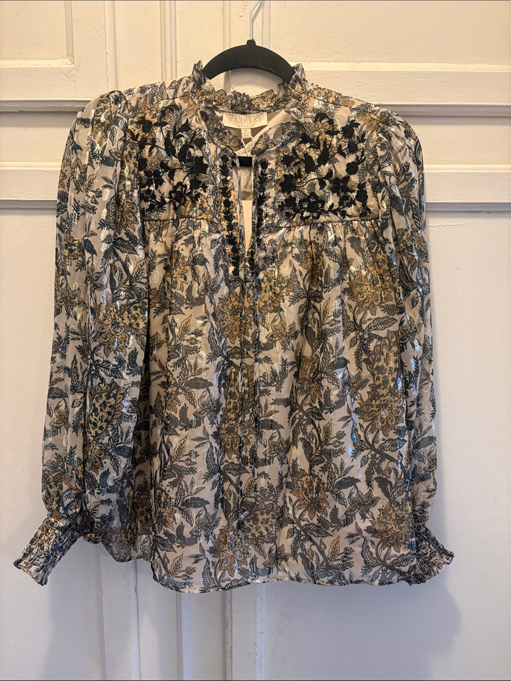 Farmers Market Floral Pintuck Blouse